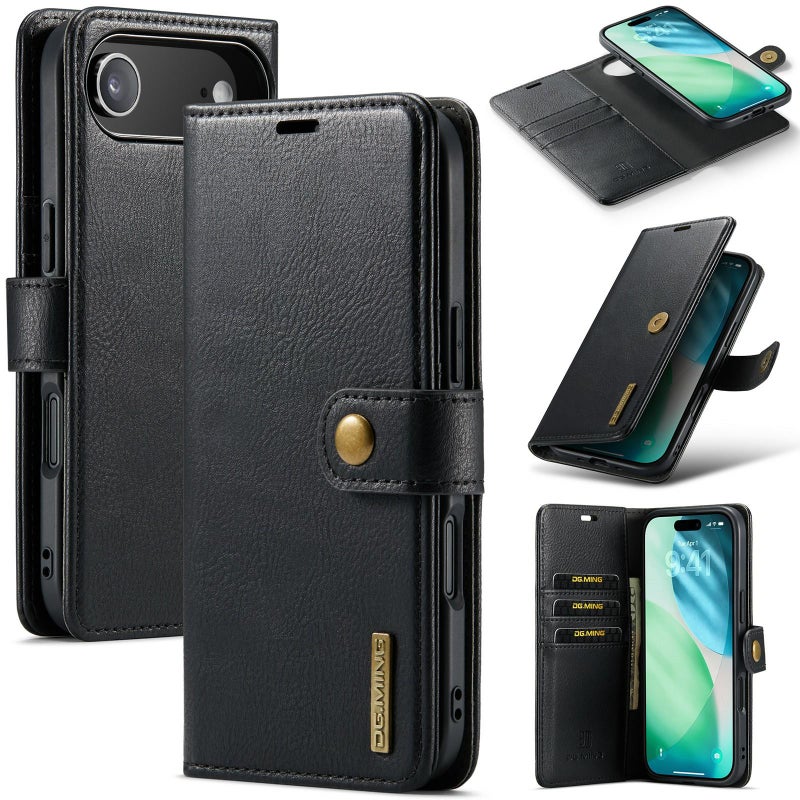 Dg Ming For Iphone Air Crazy Horse Texture Detachable Magnetic Leather Phone Case(Black) - Image 1