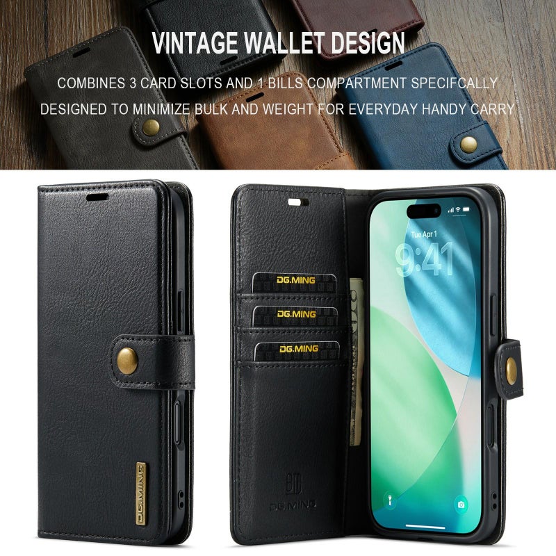 Dg Ming For Iphone Air Crazy Horse Texture Detachable Magnetic Leather Phone Case(Black) - Image 5