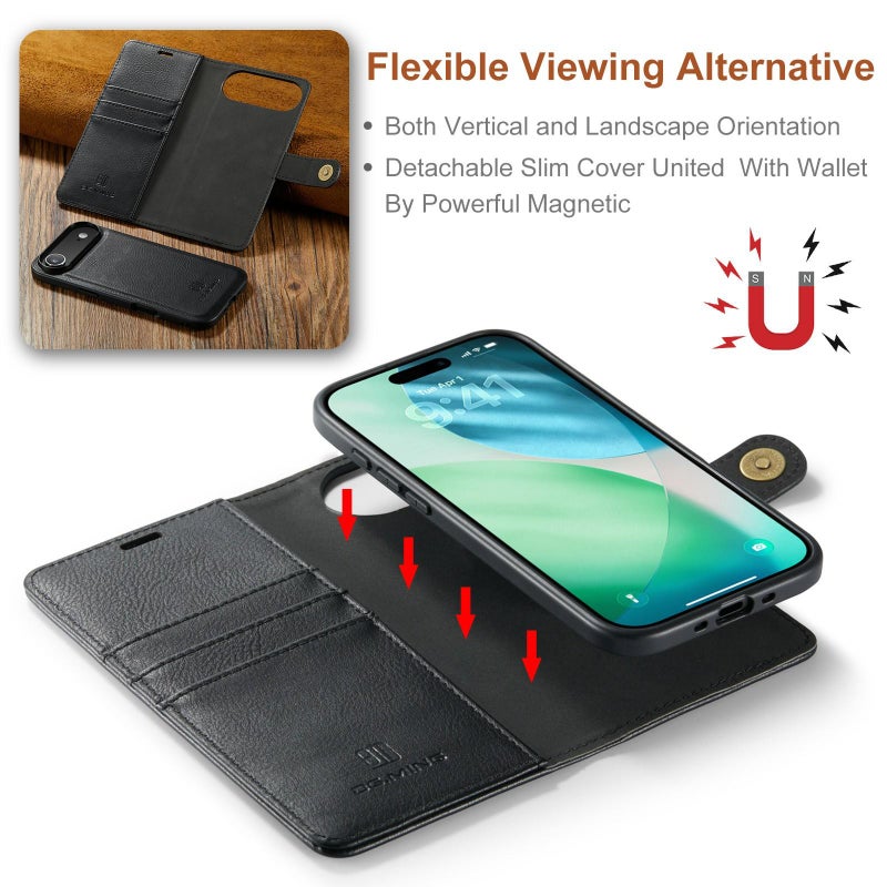 Dg Ming For Iphone Air Crazy Horse Texture Detachable Magnetic Leather Phone Case(Black) - Image 4