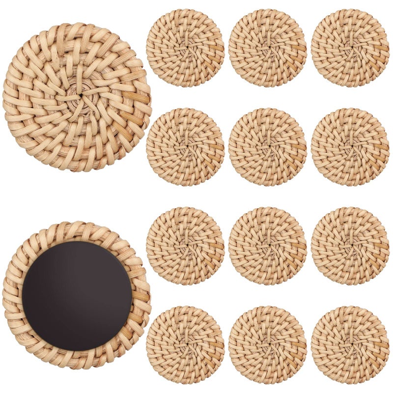 Rattan Fridge Magnets Boho Refrigerator Rattan Decorative Magnets for Office Kitchen Whiteboard Locker Boho Magnetic Locker DecorNatural Color12 Pcs