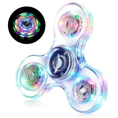 WELLVO 1Pcs LED Fidget Spinner for Kids Adults Light up Sensory Fidget Toys for Kids 48 812 Anxiety Stress Relief Classroom Prizes Glow in The Dark Hand Spinner Boys Girls Birthday Gifts - Image 1