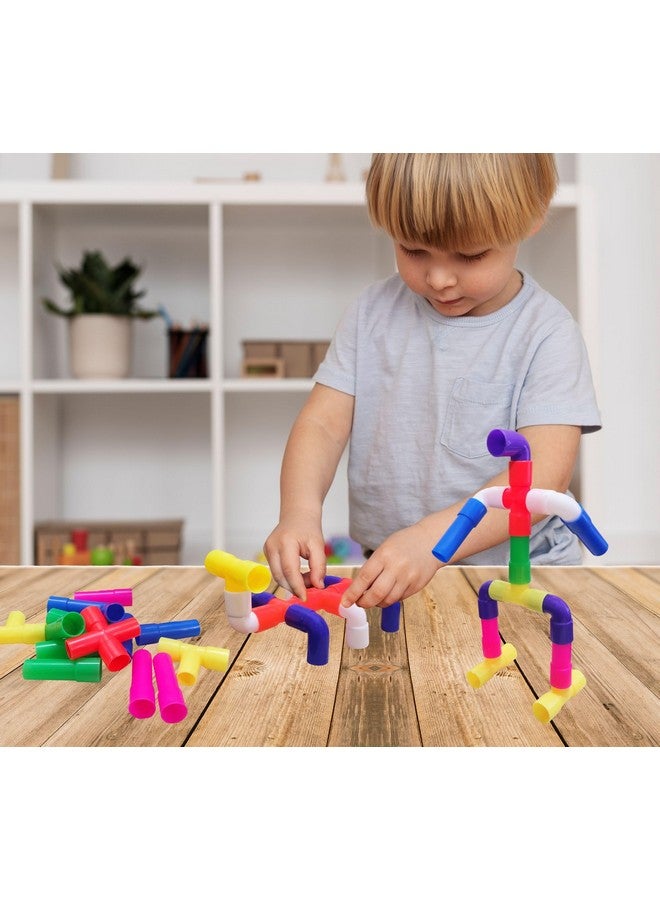 VGRASSP DIY 30 Pcs Colorful Pipe Puzzle Educational Building Block Toy for Kids with Different Shape and Size -Imagine, Create, Fun and Learn Toy - Color As Per Stock (Pipe Blocks) - Image 1