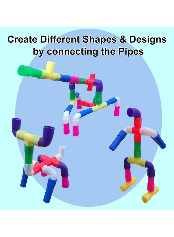 VGRASSP DIY 30 Pcs Colorful Pipe Puzzle Educational Building Block Toy for Kids with Different Shape and Size -Imagine, Create, Fun and Learn Toy - Color As Per Stock (Pipe Blocks) - Image 3