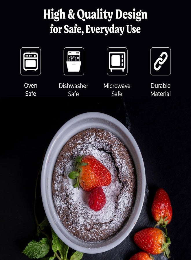 Furmaware White Porcelain 6-Piece Ramekin Set, 8oz. Dishwasher, Microwave and Oven Safe! - Image 3
