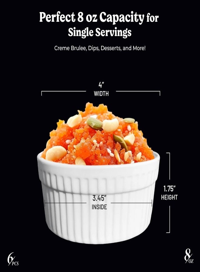 Furmaware White Porcelain 6-Piece Ramekin Set, 8oz. Dishwasher, Microwave and Oven Safe! - Image 2