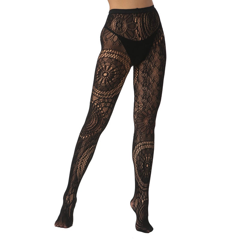 EVERSWE High Waist Fishnet Tights, Thigh High Suspender Stockings (AST3P-A, SM) - Image 3
