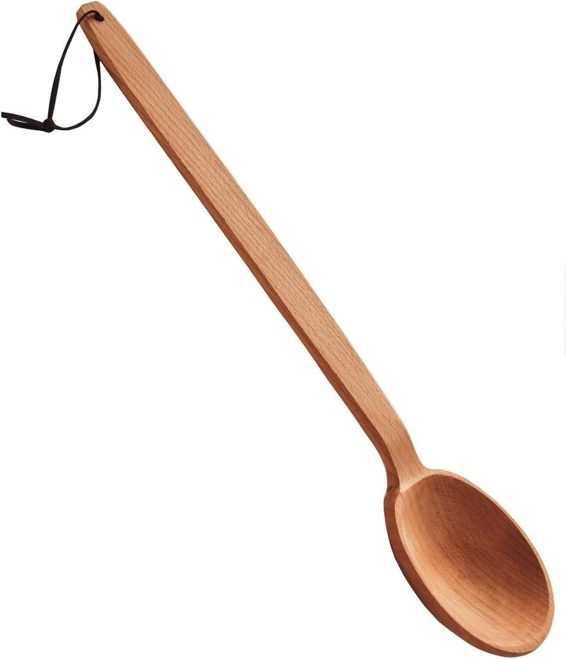 ECOSALL Heavy Duty Large Wooden Spoon 18-inch, Long Handle Cooking Tool With a Scoop. Nonstick Big Spoon for Stirring Mixing Cajun Crawfish Boil Wall Décor. Super Strong Sturdy Giant Hardwood Untesil - Image 1