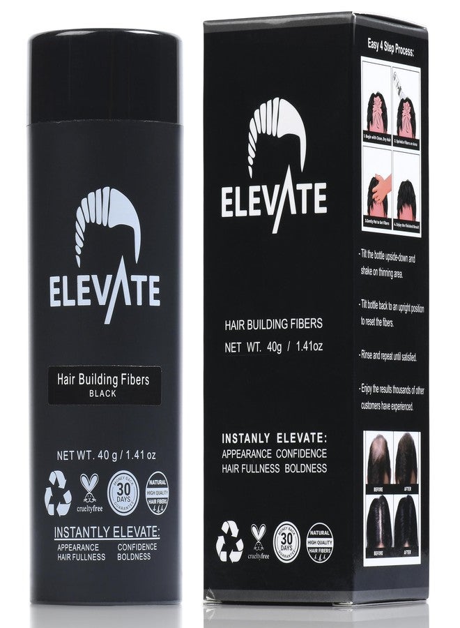 ELEVATE Hair Fibers for Thinning Hair Large Size 40g Bottle - 100% Natural Undetectable Keratin Fibers to Instantly Fill in Thinning Balding Loss Area Fuller in 30 Seconds Men & Women (Black) - Image 1