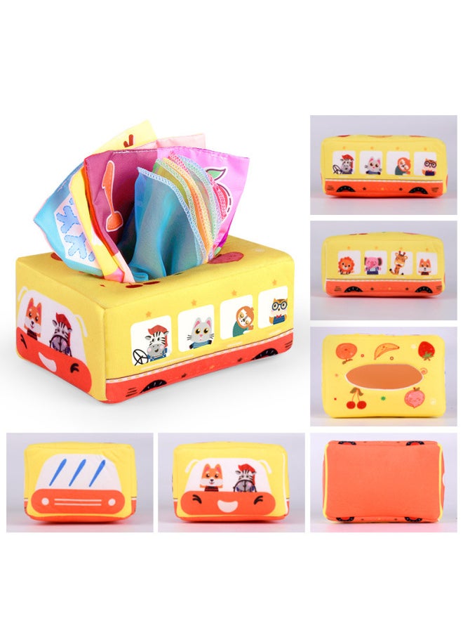 Children Pull Radish Puzzle Early Education Newborn Toys 0-1 Years Old Baby Paper Baby Bite For Six Months-Color:Tissue Box/available Car Model - High-end Flannel Version (comes With 4 Flannel Towels + 3 Ring Paper)  - Image 5