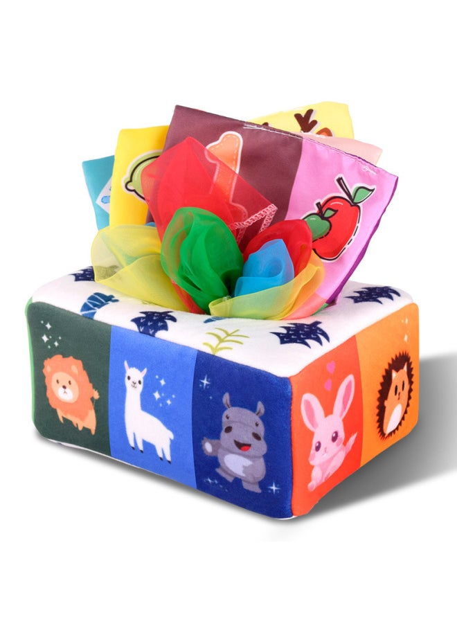 Children Pull Radish Puzzle Early Education Newborn Toys 0-1 Years Old Baby Paper Baby Bite For Six Months-Color:Tissue Box/available Car Model - High-end Flannel Version (comes With 4 Flannel Towels + 3 Ring Paper)  - Image 4