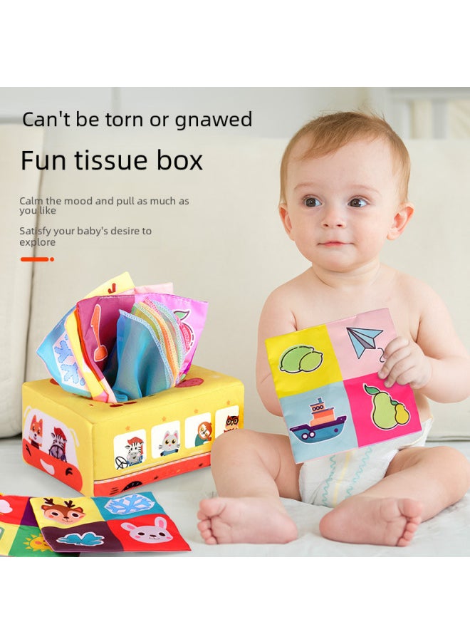 Children Pull Radish Puzzle Early Education Newborn Toys 0-1 Years Old Baby Paper Baby Bite For Six Months-Color:Tissue Box/available Car Model - High-end Flannel Version (comes With 4 Flannel Towels + 3 Ring Paper)  - Image 2