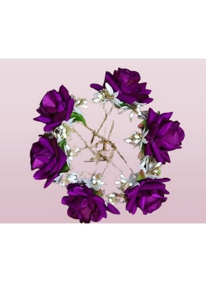 NOORINA Stylish Rose Artificial Flowers Bun Juda U Pins & Clips for Style & Decoration Bridal Brooch & Braid for Hairstyle of Bride, Wedding & Party For Women & Girls (Pack Of - 12) - Image 4