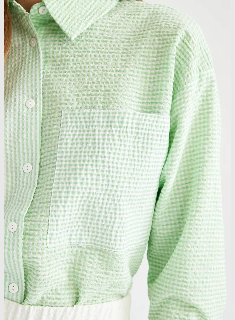 DeFacto Oversized Long Sleeve One Side Pocket Shirt