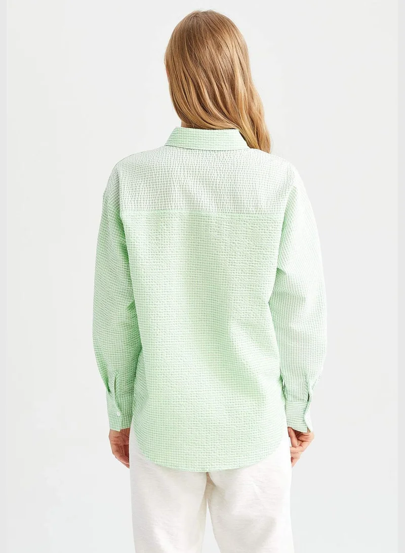 DeFacto Oversized Long Sleeve One Side Pocket Shirt
