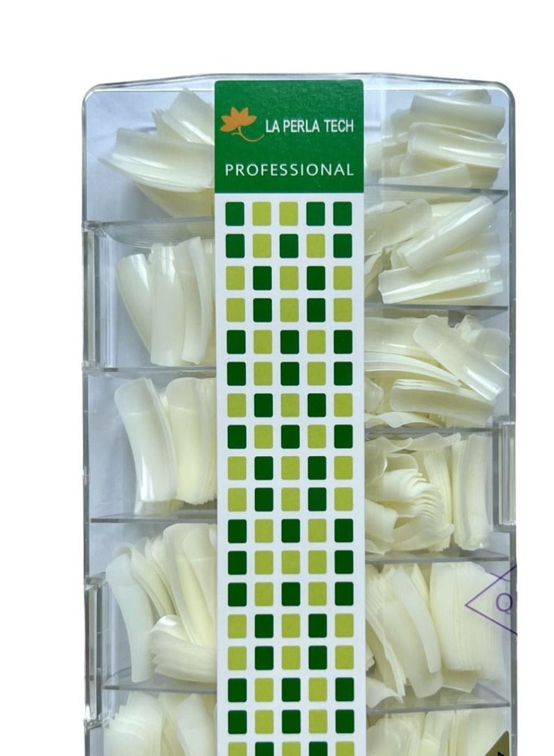 LA PERLA TECH  Natural Curve nail tips Nails Full Cover for Acrylic Nail Extension 10 SIZES 500 PICS - Image 1