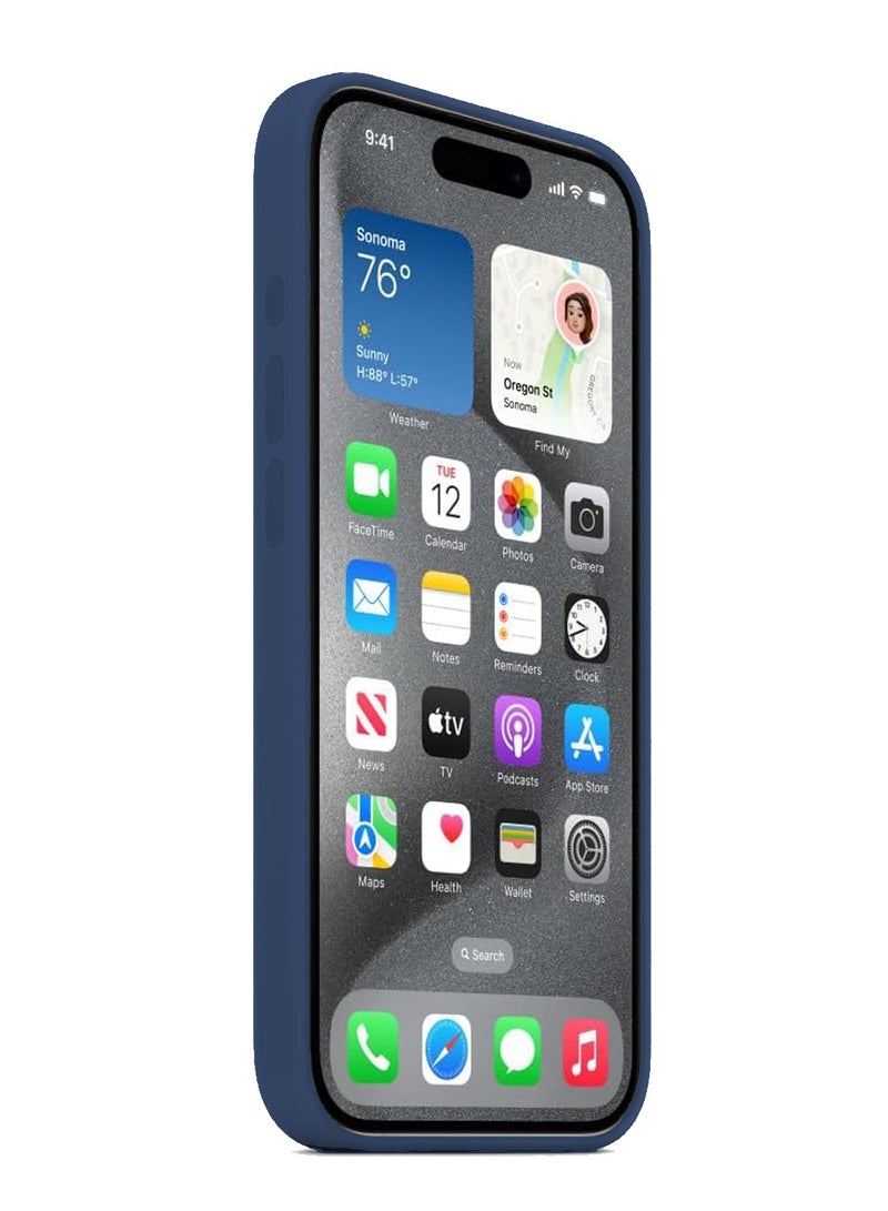 Max & Max iPhone 15 Pro Max Silicone Case with MagSafe – Shockproof, Wireless Charging Compatible, Smooth Grip Cover (Blue) - Image 2