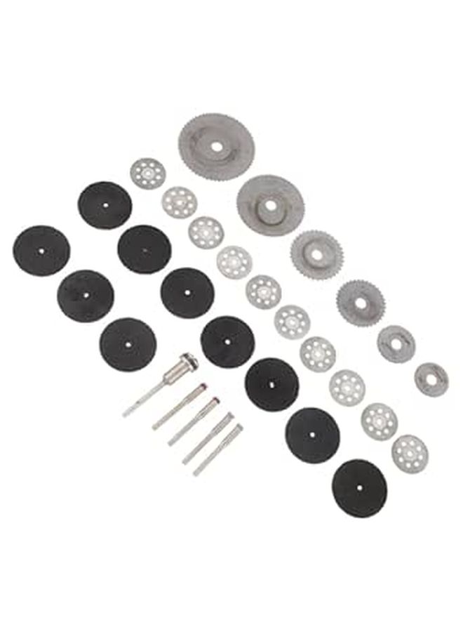 Mini 31 Piece Cutting Disc Set With Mandrel Attachment Rotary Tool Kit Includes Metal Abrasive Circular Cutting Blades For Wood And Metal Rotary Accessories - Image 1