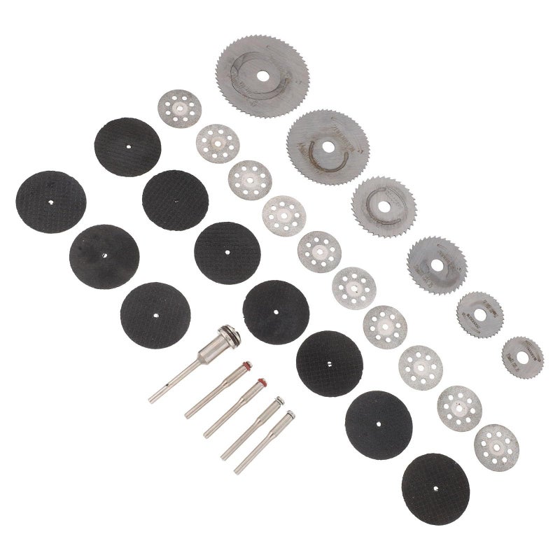 Mini 31 Piece Cutting Disc Set With Mandrel Attachment Rotary Tool Kit Includes Metal Abrasive Circular Cutting Blades For Wood And Metal Rotary Accessories - Image 2