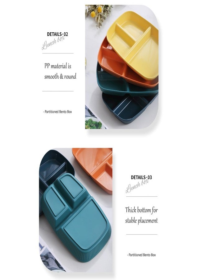 Oicia Wheat Straw Divided Plates Set of 2, 3-Compartment Unbreakable Rectangular Dinner Tray, Microwave & Dishwasher Safe Portion Control Plate for Adults Kids Camping Home (Random Color) - Image 5