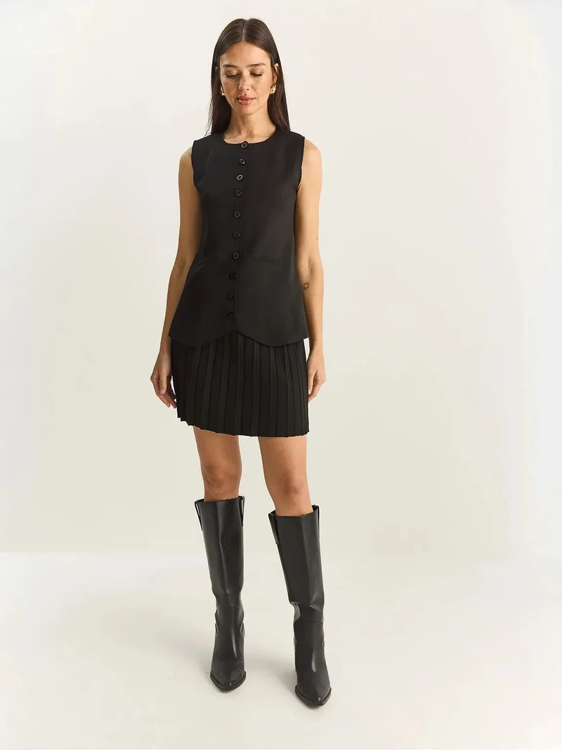 Bianco Lucci LUCCI Vest-Skirt Two-Piece Set