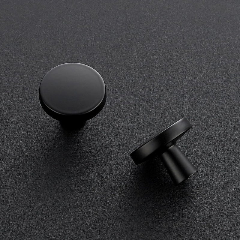 JOY DECOR 5 Pack Kitchen Cabinet Knobs Solid Drawer Knobs Dresser Knobs 1-1/4 Inch Drawer Pulls Matte Black Cabinet Hardware for Dresser Drawers Round Cabinet Door Knobs Simple Drawer Handles - Image 2
