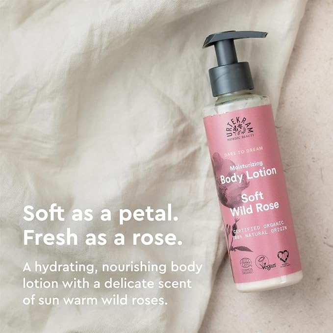 Urtekram Body Lotion Moisturizing Wild Rose 245 ml Vegan Organic Natural Origin - Image 3