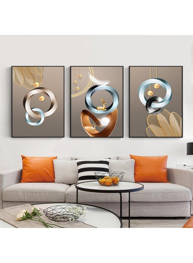 KBKBART مجموعة من 3 لوحات فنية مؤطرة من قماش على إطارات PS للديكور المنزلي في غرفة المعيشة وغرفة الطعام وغرفة النوم والمكتب - Image 1