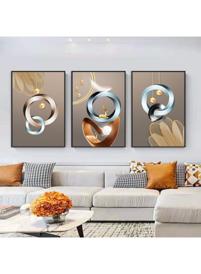 KBKBART مجموعة من 3 لوحات فنية مؤطرة من قماش على إطارات PS للديكور المنزلي في غرفة المعيشة وغرفة الطعام وغرفة النوم والمكتب - Image 3