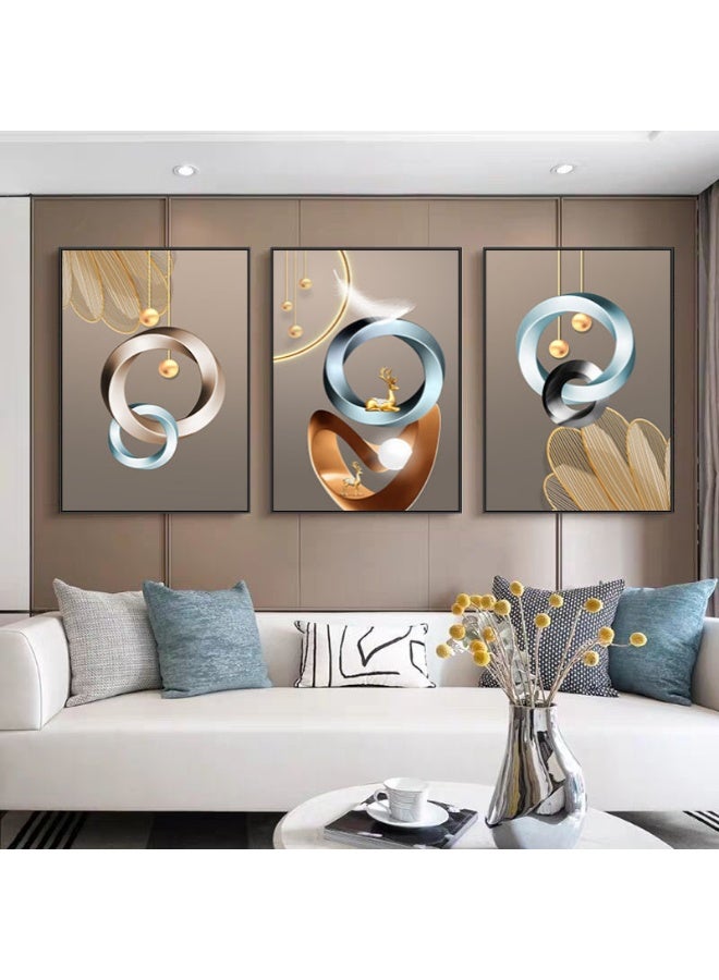 KBKBART مجموعة من 3 لوحات فنية مؤطرة من قماش على إطارات PS للديكور المنزلي في غرفة المعيشة وغرفة الطعام وغرفة النوم والمكتب - Image 4