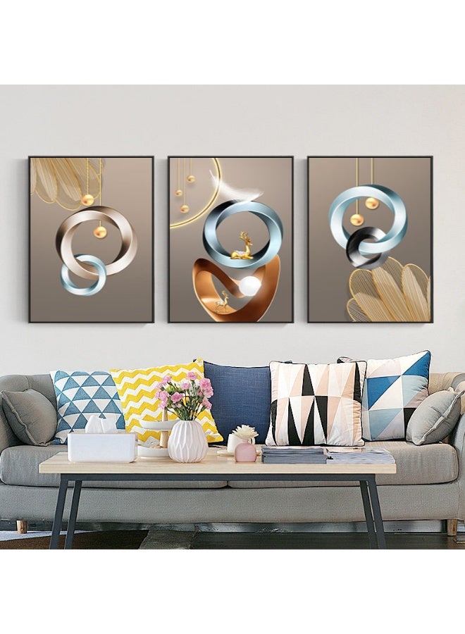 KBKBART مجموعة من 3 لوحات فنية مؤطرة من قماش على إطارات PS للديكور المنزلي في غرفة المعيشة وغرفة الطعام وغرفة النوم والمكتب - Image 2