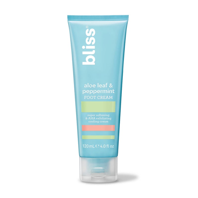 Bliss - Aloe Leaf & Peppermint Foot Cream | Super Softening AHA Exfoliating Cooling Cream | Exfoliator & Moisturizer | Vegan | Cruelty Free | Paraben Free | 4.0 fl. oz. - Image 1
