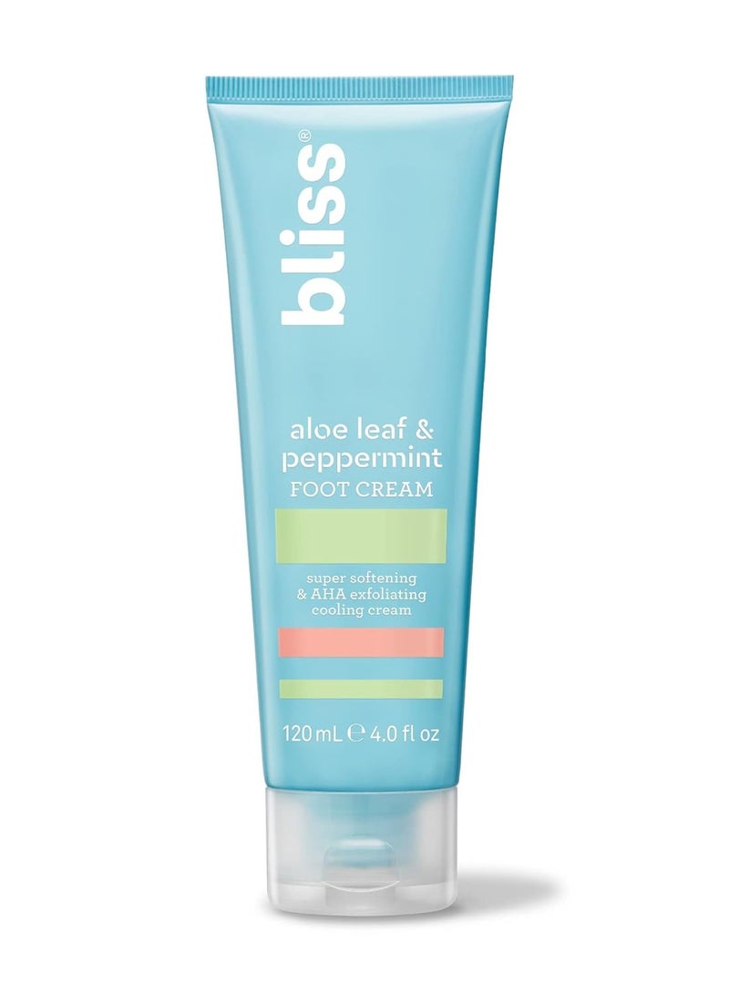 BLISS Bliss - Aloe Leaf & Peppermint Foot Cream | Super Softening AHA Exfoliating Cooling Cream | Exfoliator & Moisturizer | Vegan | Cruelty Free | Paraben Free | 4.0 fl. oz. - Image 1