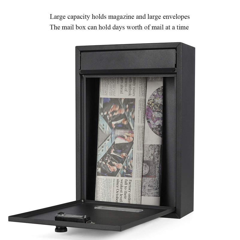 Jssmst Locking Mailbox Wall Mounted Vertical- Jssmst Mail Boxes with Combination Lock Large Capacity, 12.6 x 8.46 x 3.35 Inch, Black Matt - Image 2