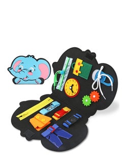 NIBEMINENT Busy Board, Board for Toddlers, Sensory Montessori Activity Fidget Educational Toy - Preschool Gift, Learning Travel (Elephant)  - Image 1