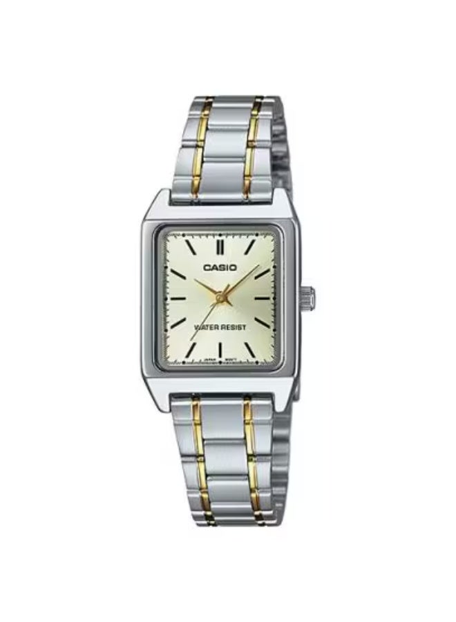 Casio LTP-V007SG-9EUDF Women's Fashion Analog Watch – Champagne Dial, Two-Tone Silver & Gold Stainless Steel Bracelet, 3-Hand Quartz Movement, 30M Water Resistant, Mineral Crystal
