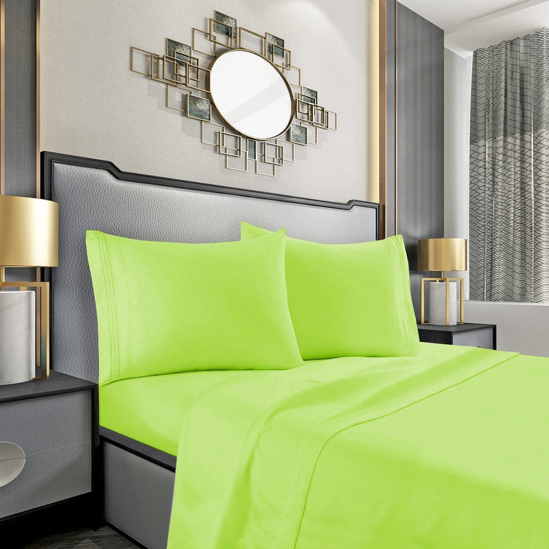 Mocassi Pillow Cases King Size Set of 2 - Pillow Covers - Pillow Protector - Hotel Luxury 1800 Thread Count Bedding Sheets & Cooling Pillowcases (Set of 2 King Size 20"" x 40""  Lime) - Image 3