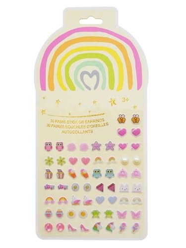 koutey Stick On Earrings Girls 3D Unicorn Sticker Earrings SelfAdhesive Glitter Craft Gem Stickers Easter Stick on EarringRainbow - Image 1