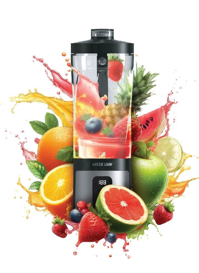 GREEN LION ProJet Blender 600ml / Portable /10-15min Quick Breakfast Smoothie & Juices or Shakes / Six Powerful Blades Capable of Mixing Fruits & Vegetables - Black  - Image 3
