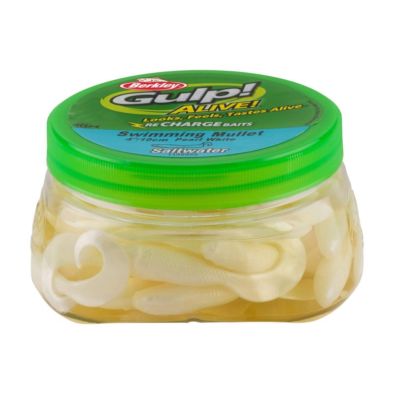 Berkley Gulp Alive Swimming Mullet Soft Fishing Bait Pearl White 3in Pint 4x7