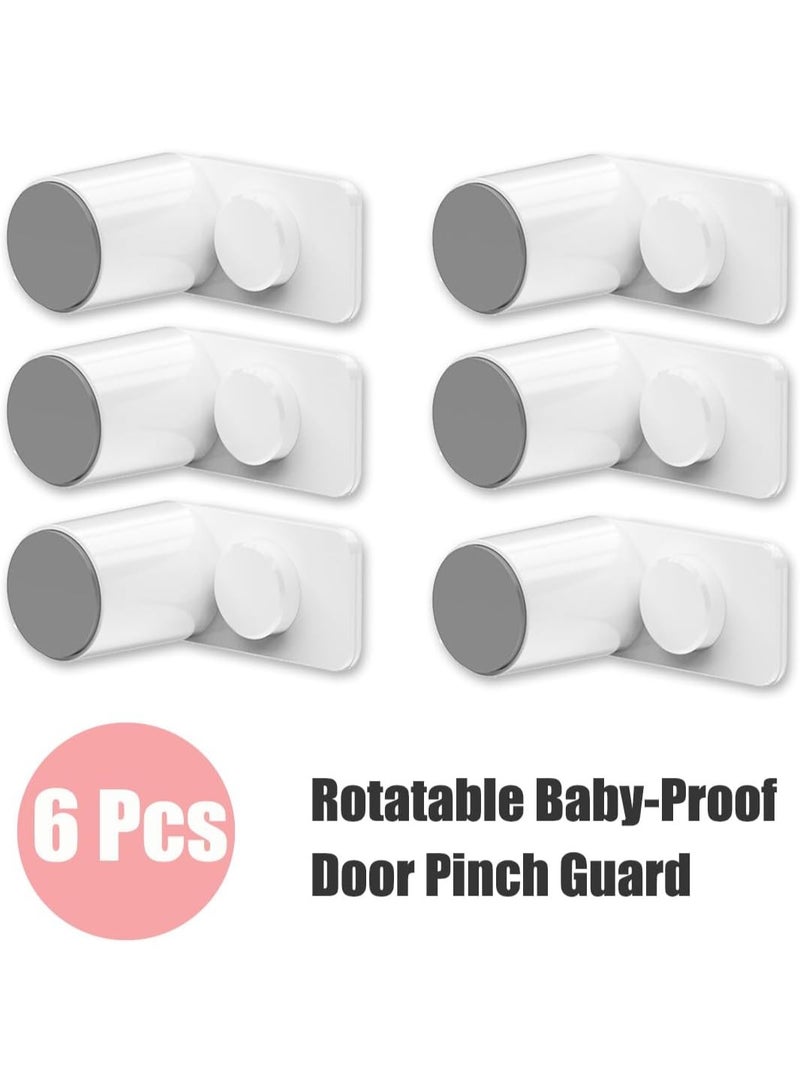 Door Pinch Guard, Baby Proofing Door Stoppers with 180° Rotating Self Adhesive Base, Children Anti-Pinch Door Stopper, Keep Finger Safe (6 PCS) - Image 2