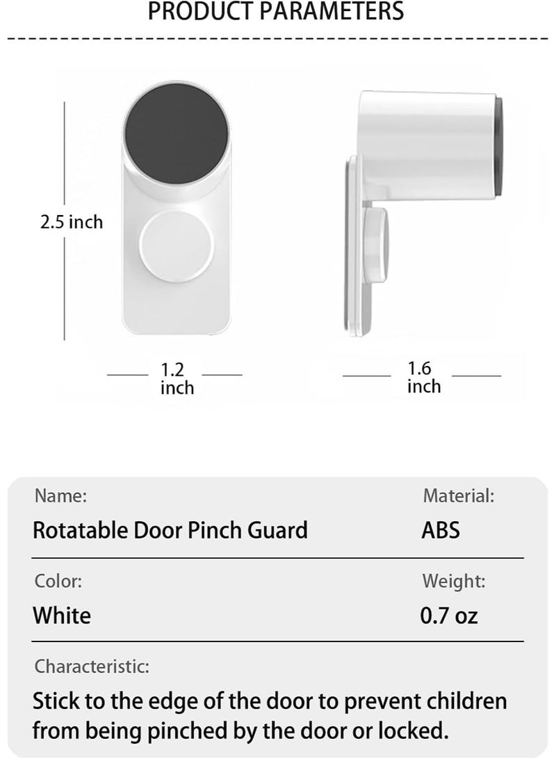 Door Pinch Guard, Baby Proofing Door Stoppers with 180° Rotating Self Adhesive Base, Children Anti-Pinch Door Stopper, Keep Finger Safe (6 PCS) - Image 3