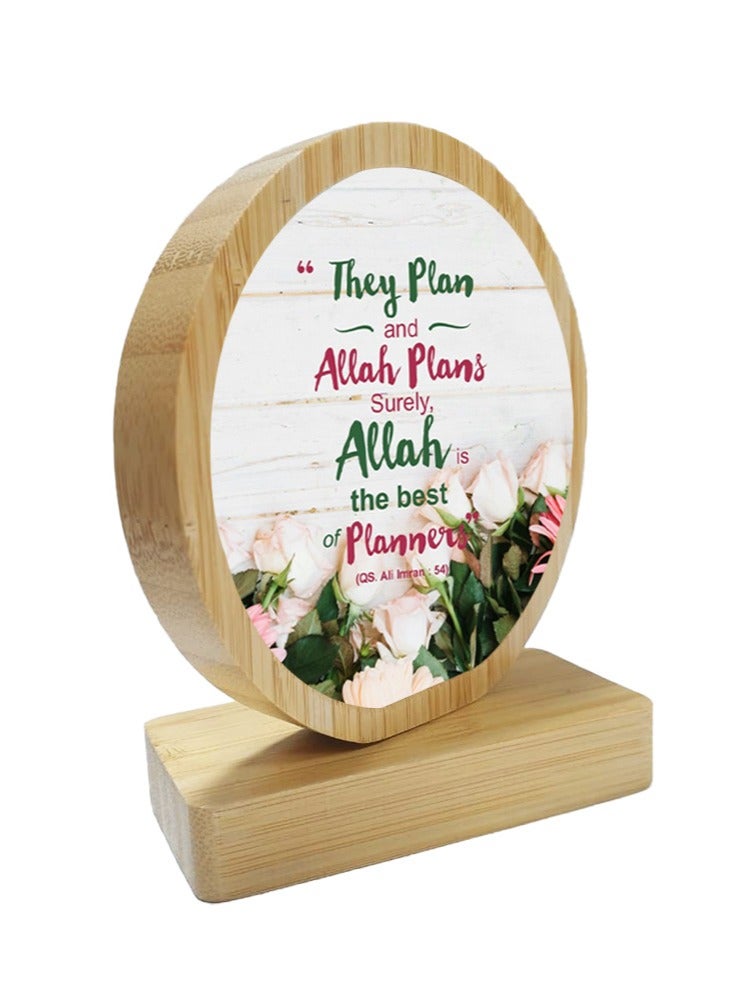 Service Zone Protective Printed White Round Shape Wooden Photo Frame for Table Top They Plan And Allah Plans Surely Allah Is The Best Of Planner - Image 2