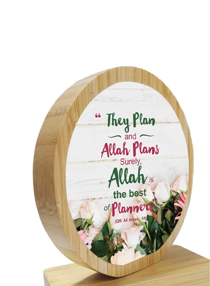 Service Zone Protective Printed White Round Shape Wooden Photo Frame for Table Top They Plan And Allah Plans Surely Allah Is The Best Of Planner - Image 3