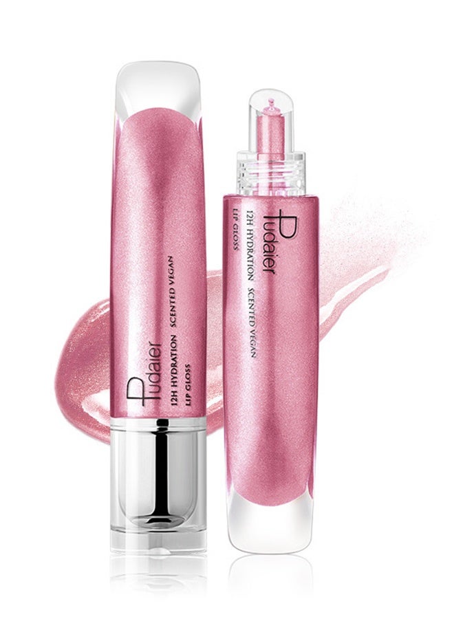 pudaier 12H Hydration Scented Vegan Lip Gloss，Lip Plumper Gloss， High Shine Gloss ，Moisturizing Lip Tint Shimmer Lip Gloss for Girl Women， Shiny Vegan Lip Makeup #07 - Image 1