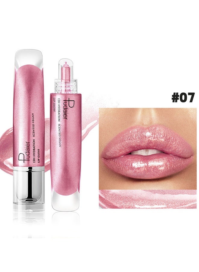 pudaier 12H Hydration Scented Vegan Lip Gloss，Lip Plumper Gloss， High Shine Gloss ，Moisturizing Lip Tint Shimmer Lip Gloss for Girl Women， Shiny Vegan Lip Makeup #07 - Image 2