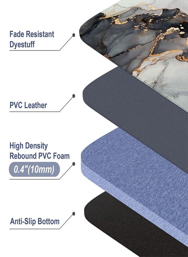 Mrcrypos 2 Pieces Luxury Black and Gold Marble Kitchen Mats PVC Leather Waterproof Non Slip Cushioned Standing Mats Anti Fatigue Kitchen Comfort Mats for Floor,Sink,Laundry,Office 17"x29"+17"x47" - Image 2