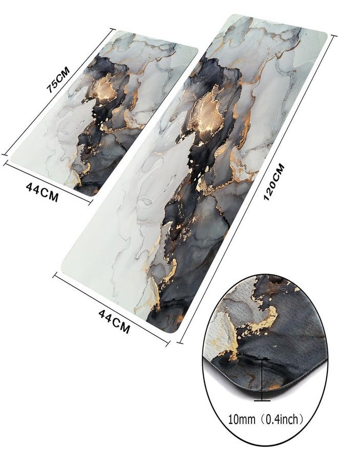 Mrcrypos 2 Pieces Luxury Black and Gold Marble Kitchen Mats PVC Leather Waterproof Non Slip Cushioned Standing Mats Anti Fatigue Kitchen Comfort Mats for Floor,Sink,Laundry,Office 17"x29"+17"x47" - Image 5