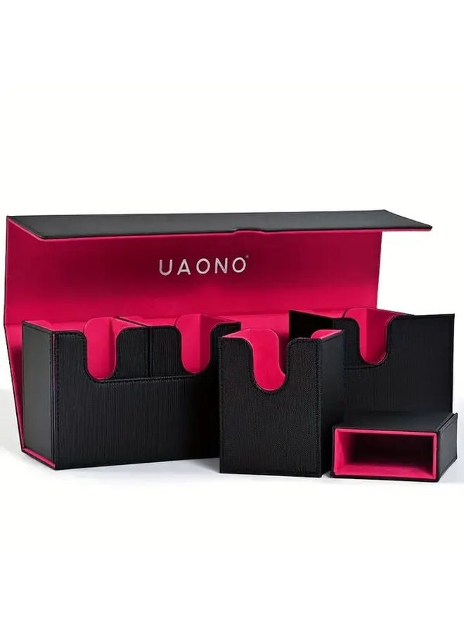 Black Purple 5 in 1 MTG Card Deck Box with Dice Storage Holds 900 Cards Magnetic Closure - Image 2