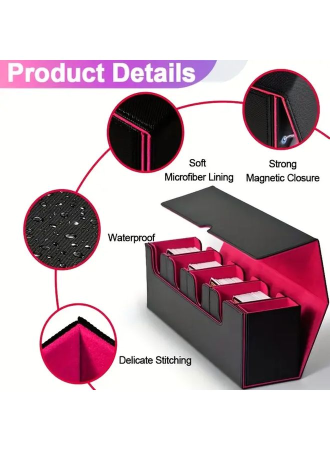 Black Purple 5 in 1 MTG Card Deck Box with Dice Storage Holds 900 Cards Magnetic Closure - Image 5