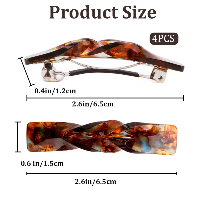 ANBALA 4Pcs Small Barrettes for Women 2.6 Inch Tortoise Shell Acetate Barrettes for Women Thin Fine Hair Small French Hair Clips - Image 2